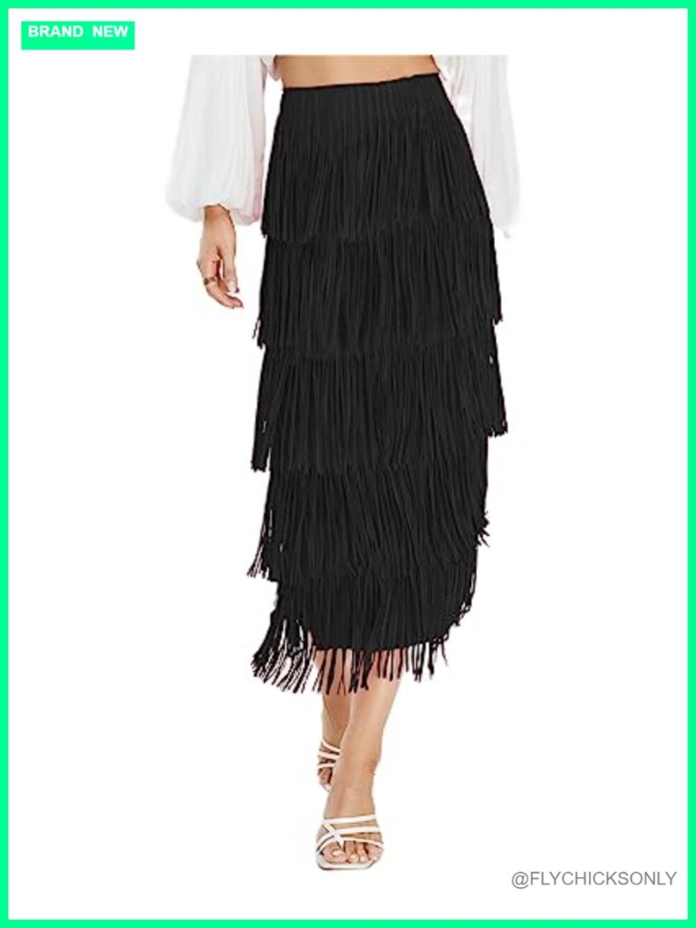 Fringe Trim High Waist Bodycon Maxi Pencil Skirt Summer Party Work